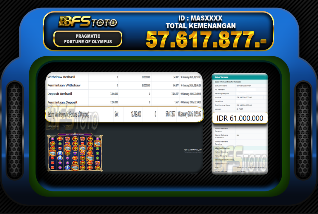 FORTUNE OF OLYMPUS – BLACK SCATTER – BUKTI JACKPOT BBFSTOTO