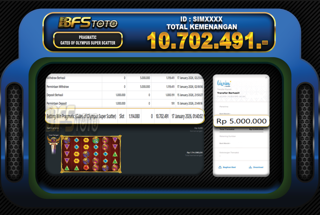 GATES OF OLYMPUS SUPER SCATTER – BUKTI JACKPOT BBFSTOTO