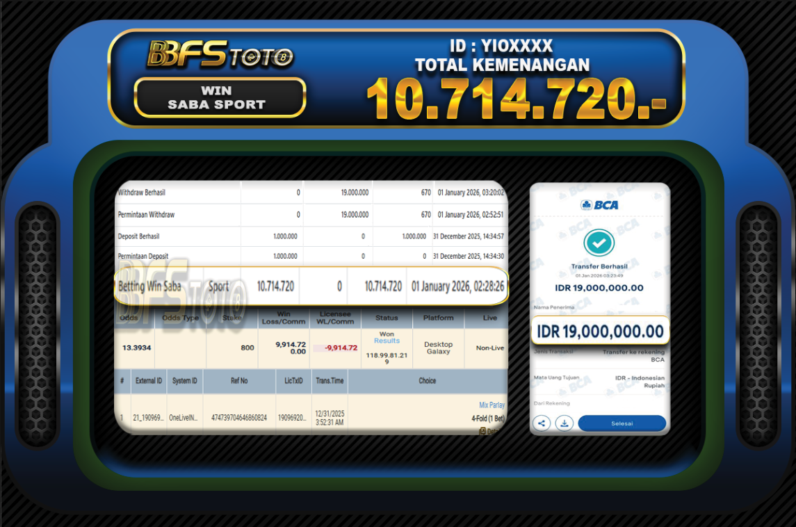 SABA SPORT – BUKTI JACKPOT SLOT BBFSTOTO