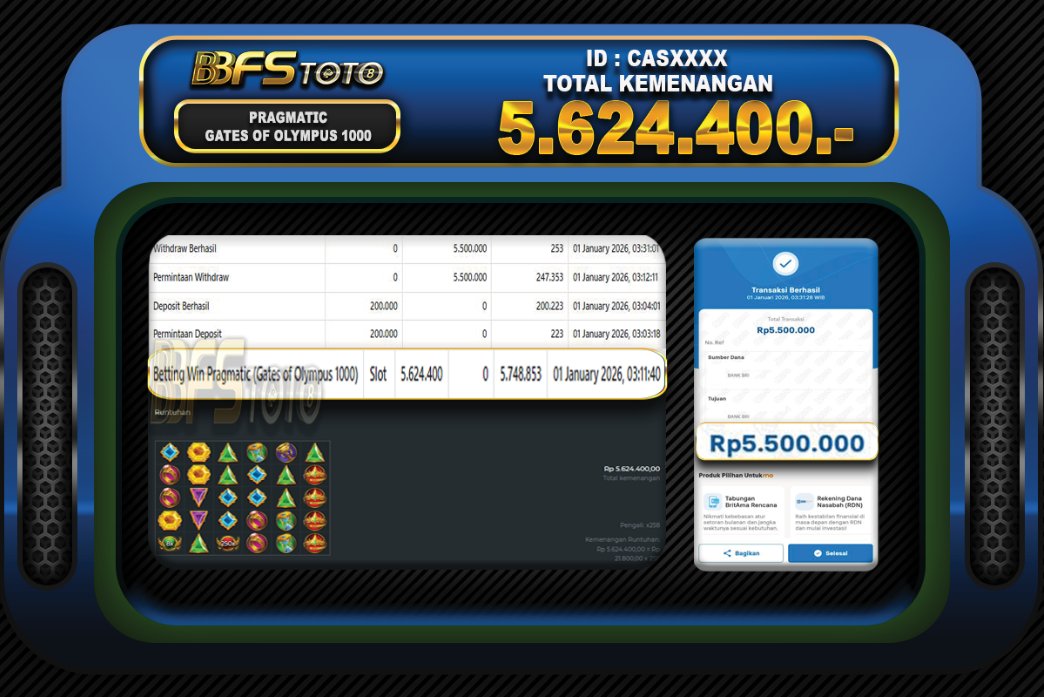 GATES OF OLYMPUS 1000 – BUKTI JACKPOT SLOT BBFSTOTO