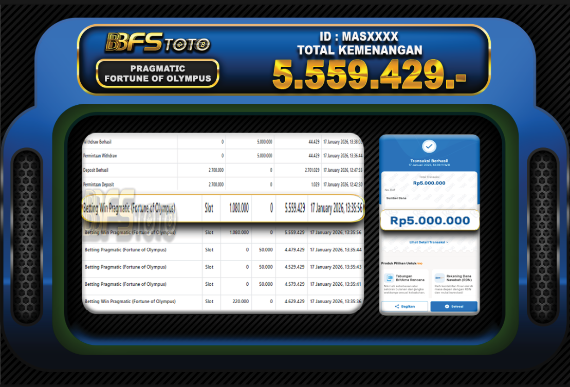 FORTUNE OF OLYMPUS – BLACK SCATTER – BUKTI JACKPOT BBFSTOTO