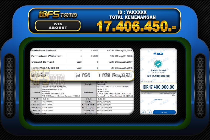 SBOBET SPORT – BUKTI JACKPOT BBFSTOTO