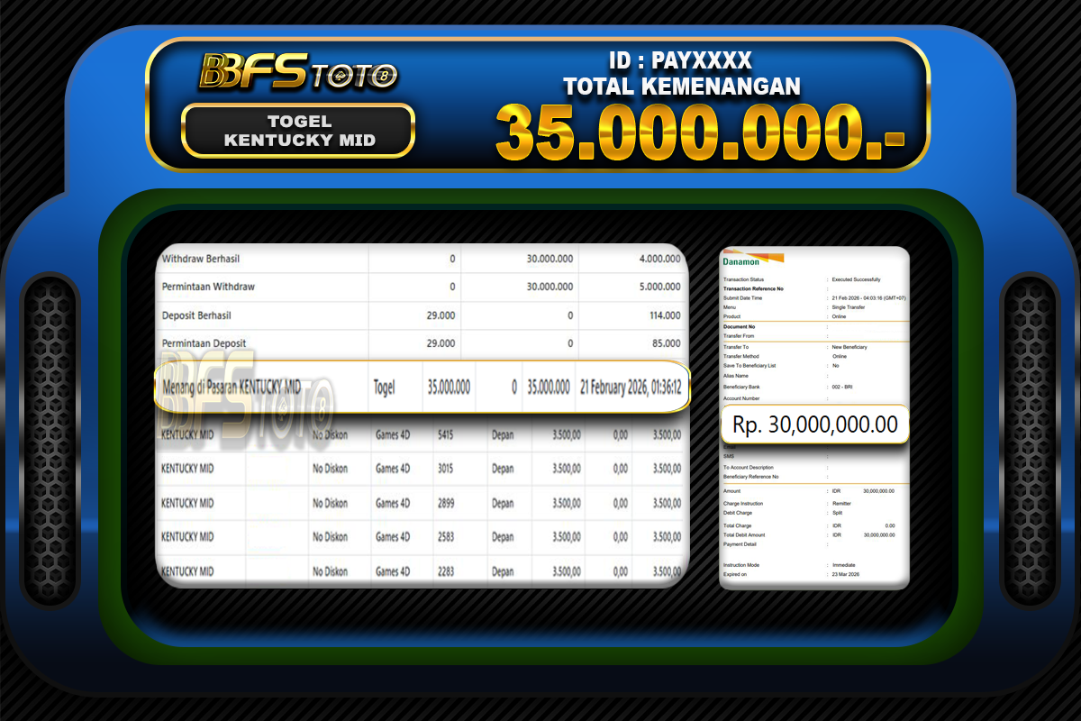 TOGEL PASARAN KENTUCKY MID – BUKTI JACKPOT BBFSTOTO
