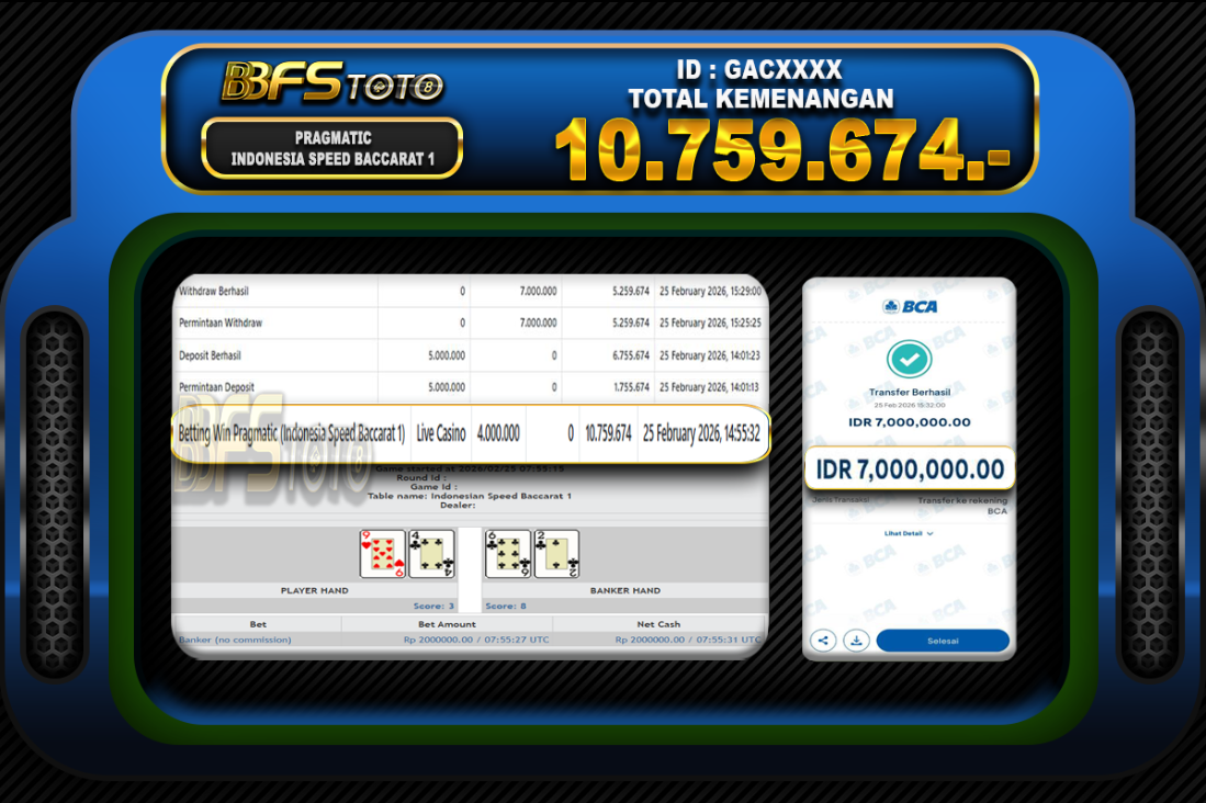 INDONESIA SPEED BACCARAT 1 – BUKTI JACKPOT BBFSTOTO