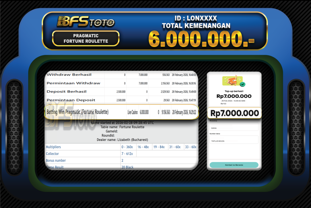 FORTUNE ROULETTE – BUKTI JACKPOT BBFSTOTO
