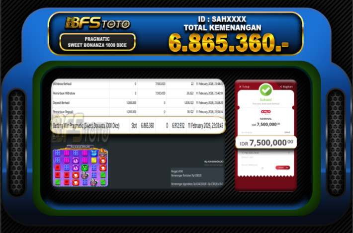 SWEET BONANZA 1000 DICE – BUKTI JACKPOT SLOT BBFSTOTO