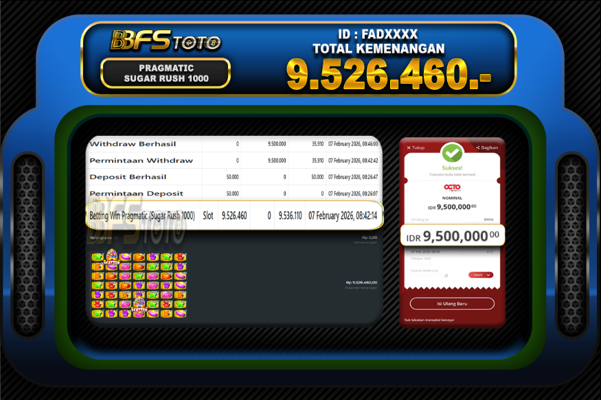 SUGAR RUSH 1000 – BUKTI JACKPOT BBFSTOTO