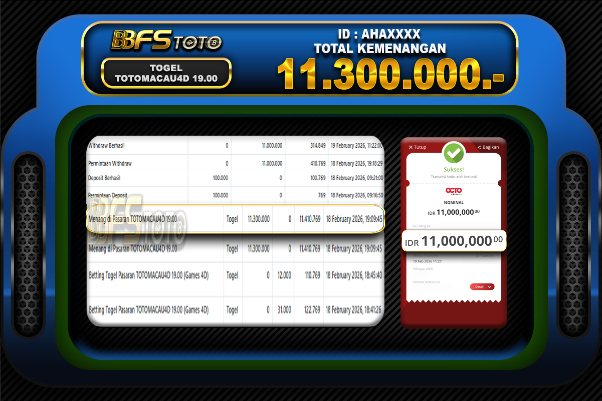 TOGEL TOTOMACAU4D 19.00 – BUKTI JACKPOT BBFSTOTO