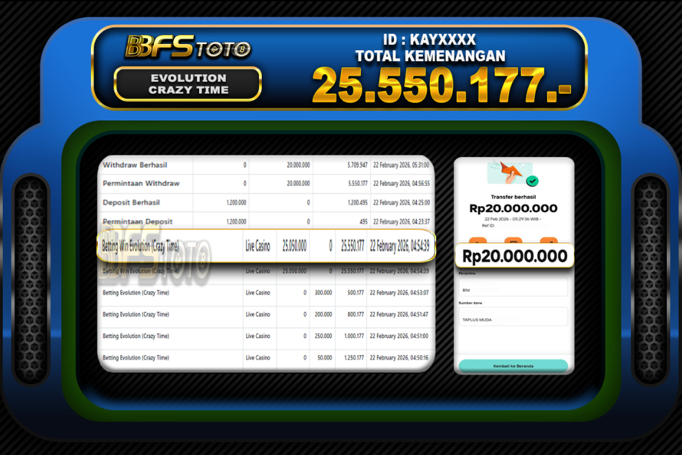 CRAZY TIME – BUKTI JACKPOT SLOT BBFSTOTO