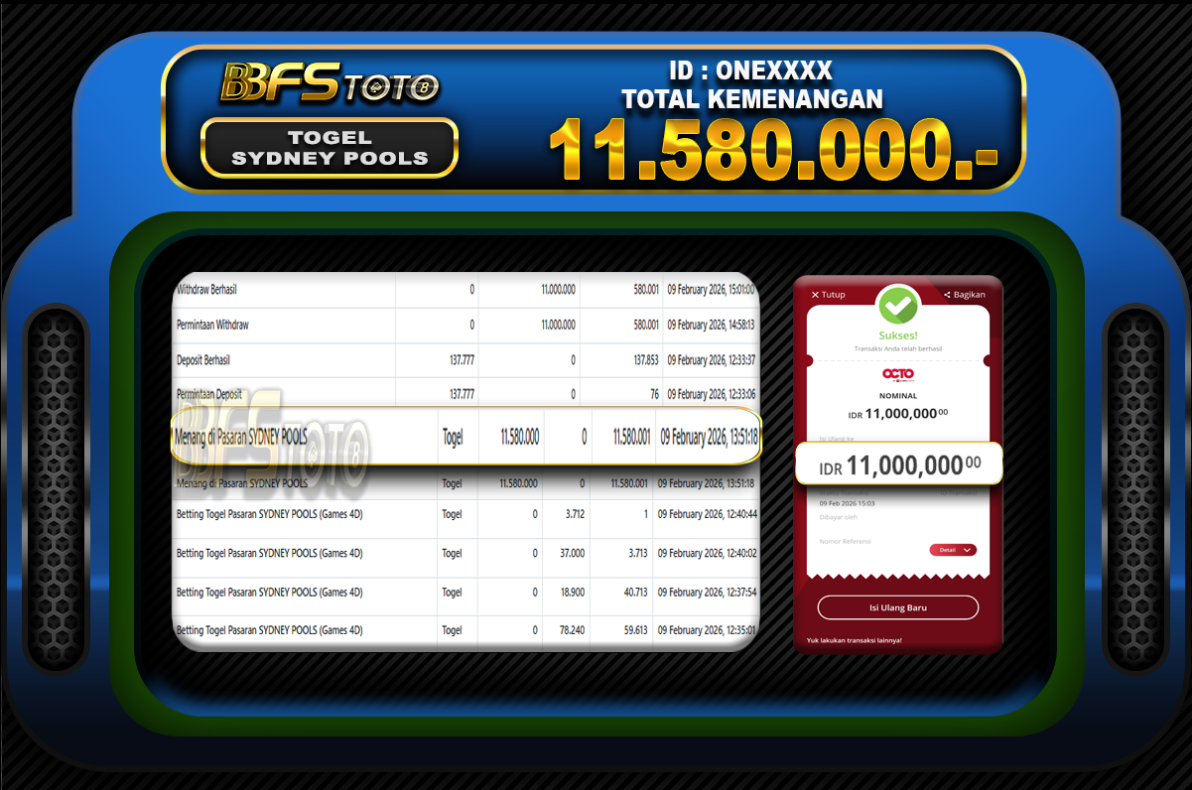 TOGEL SYDNEY POOLS – BUKTI JACKPOT BBFSTOTO