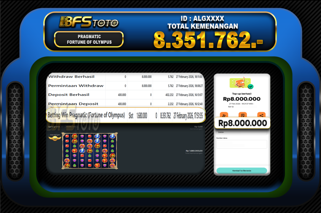 FORTUNE OF OLYMPUS – BUKTI JACKPOT BBFSTOTO