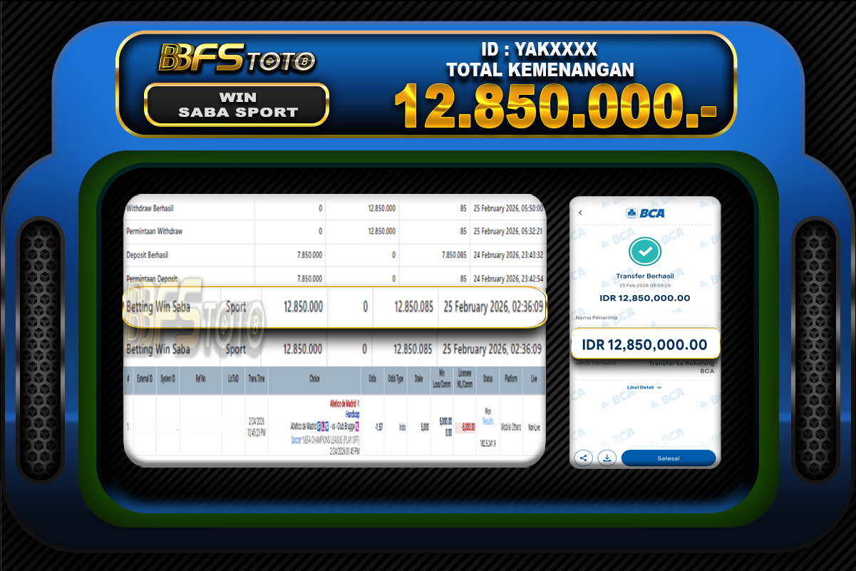 SABA SPORT – BUKTI JACKPOT BBFSTOTO