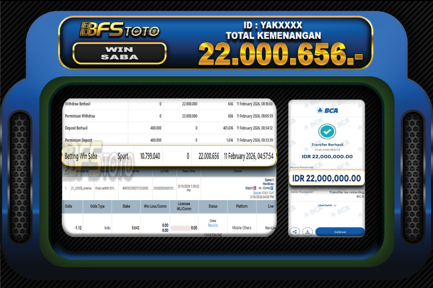 SABA SPORT – BUKTI JACKPOT BBFSTOTO