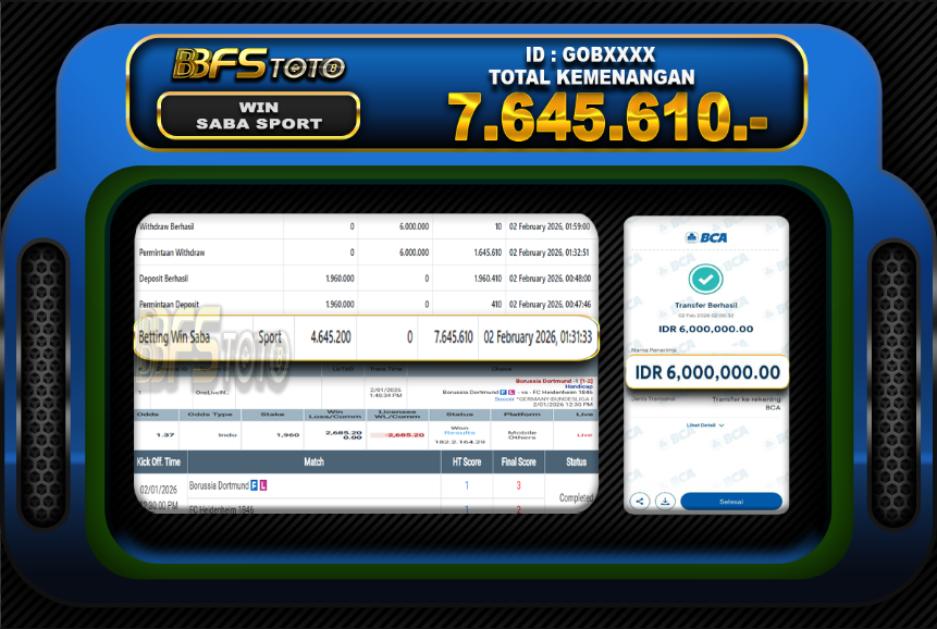 SABA SPORT – BUKTI JACKPOT BBFSTOTO